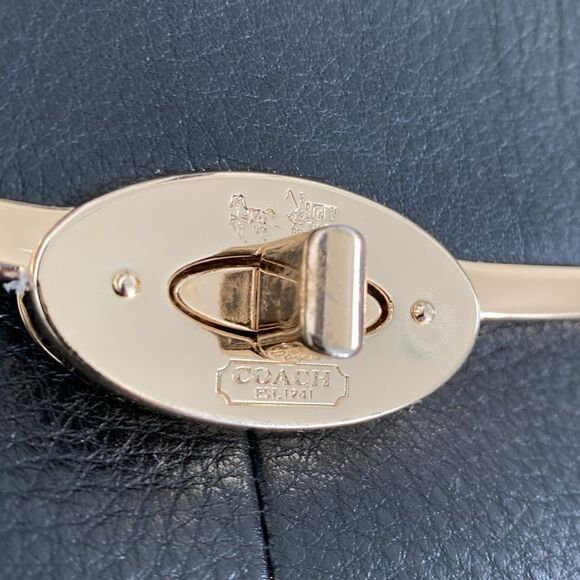 Coach Black Leather Bag Gold Accents Lightweight Office siren Corp Core Like New - Picture 2 of 13